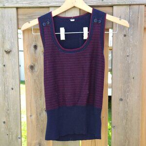PREPPY SWEATER VEST Women's Size Small NAVY BURGUNDY